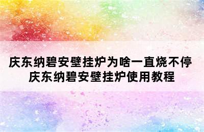 庆东纳碧安壁挂炉为啥一直烧不停 庆东纳碧安壁挂炉使用教程